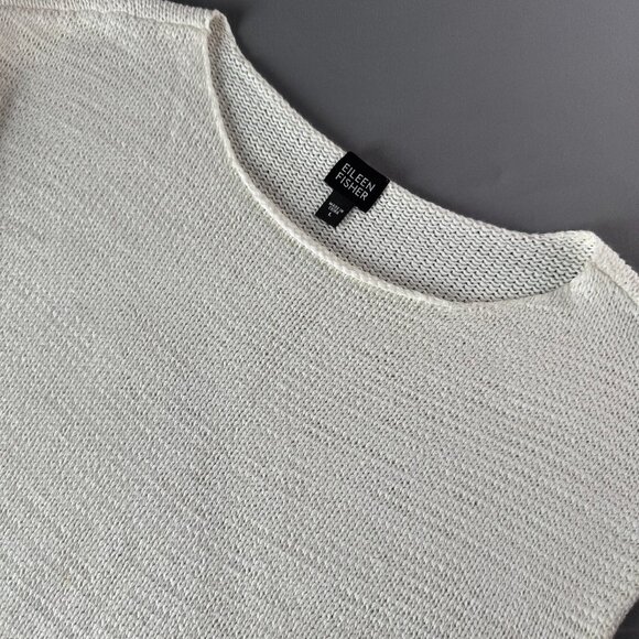Eileen Fisher Tops - Eileen Fisher White Cotton Crewneck Boxy Sleeveless Casual Knit Trendy Classy L